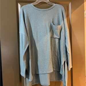 Zenana Outfitters Pale Blue Knit Pullover with Pocket